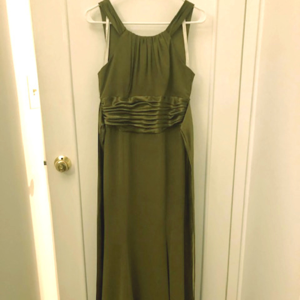 Olive green evening gown